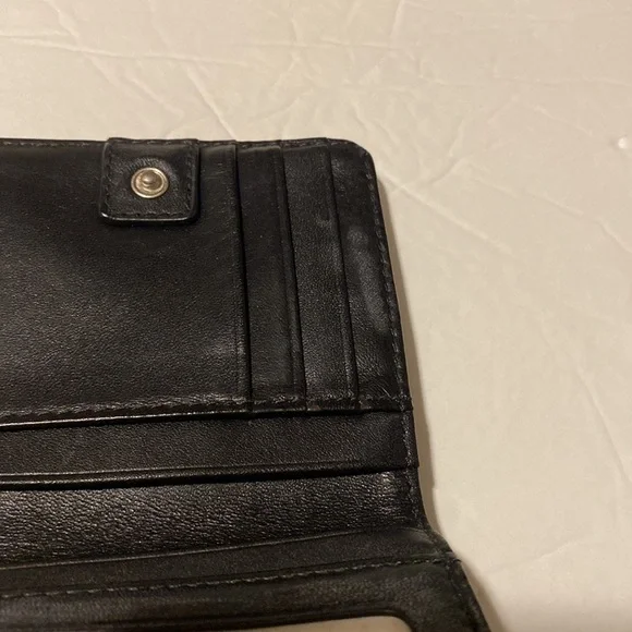 Coach mini wallet patent leather purse zip black silver - Picture 7 of 12